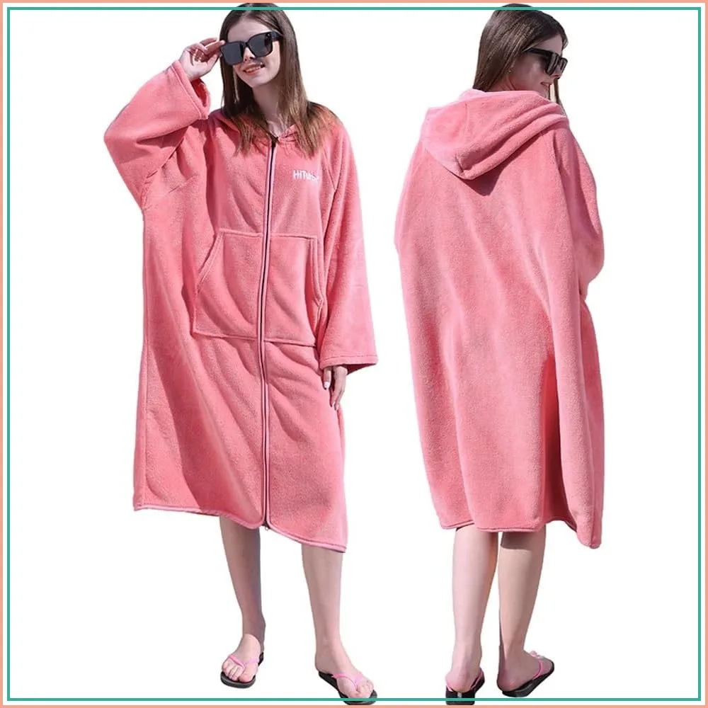 Oversized Hooded Wetsuit Changing Robe with Pocket - Plush Coral Fleece Swimwear for Home Beach Pool Bath - Pink
Oversized Hooded Wetsuit Changing Robe with Pocket - Plush Coral Fleece Swimwear for Home Beach Pool Bath - Pink