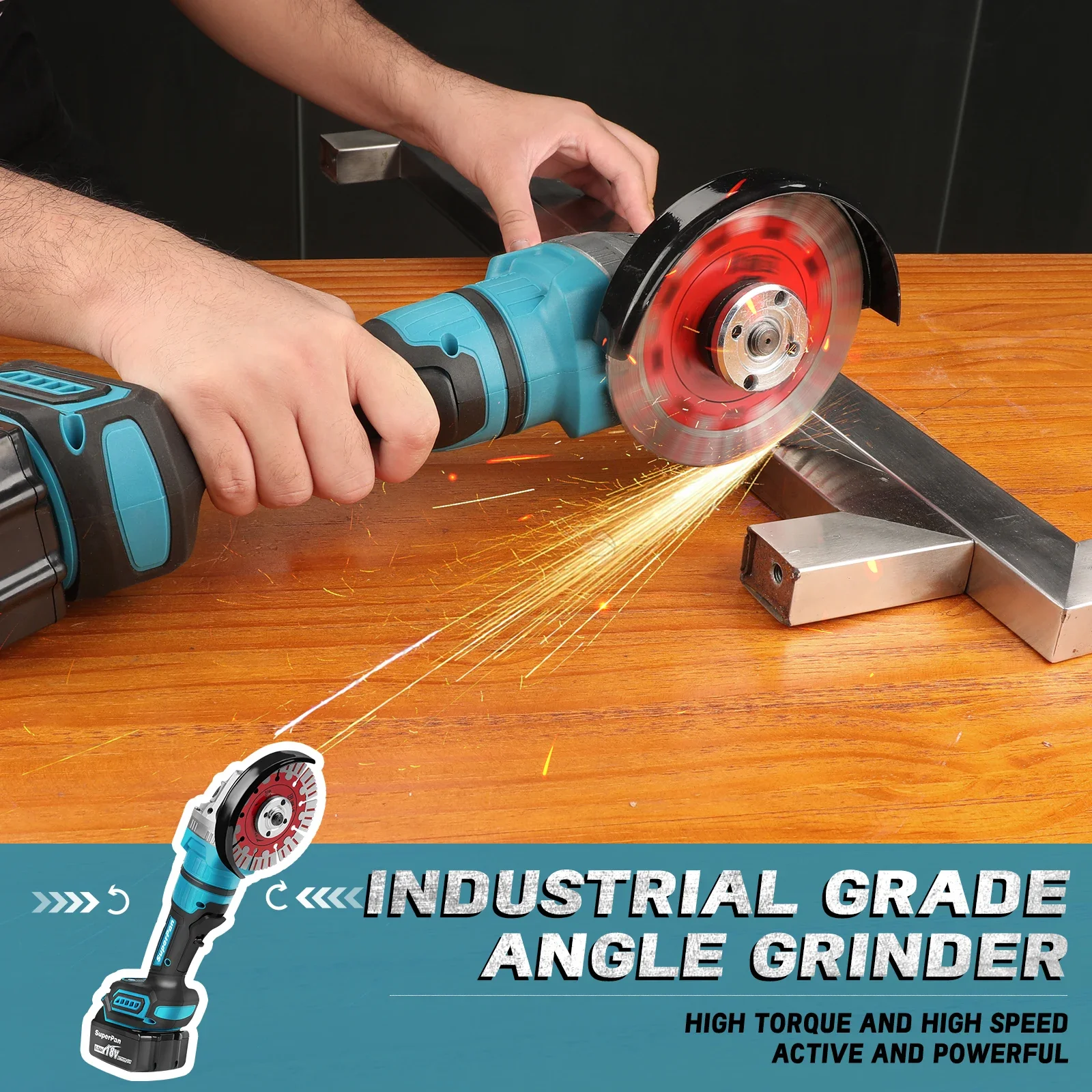 Superpan new high-power charging angle grinder, lithium battery grinding brushless large grinder, suitable for Makita 18V batter
Superpan new high-power charging angle grinder, lithium battery grinding brushless large grinder, suitable for Makita 18V batter