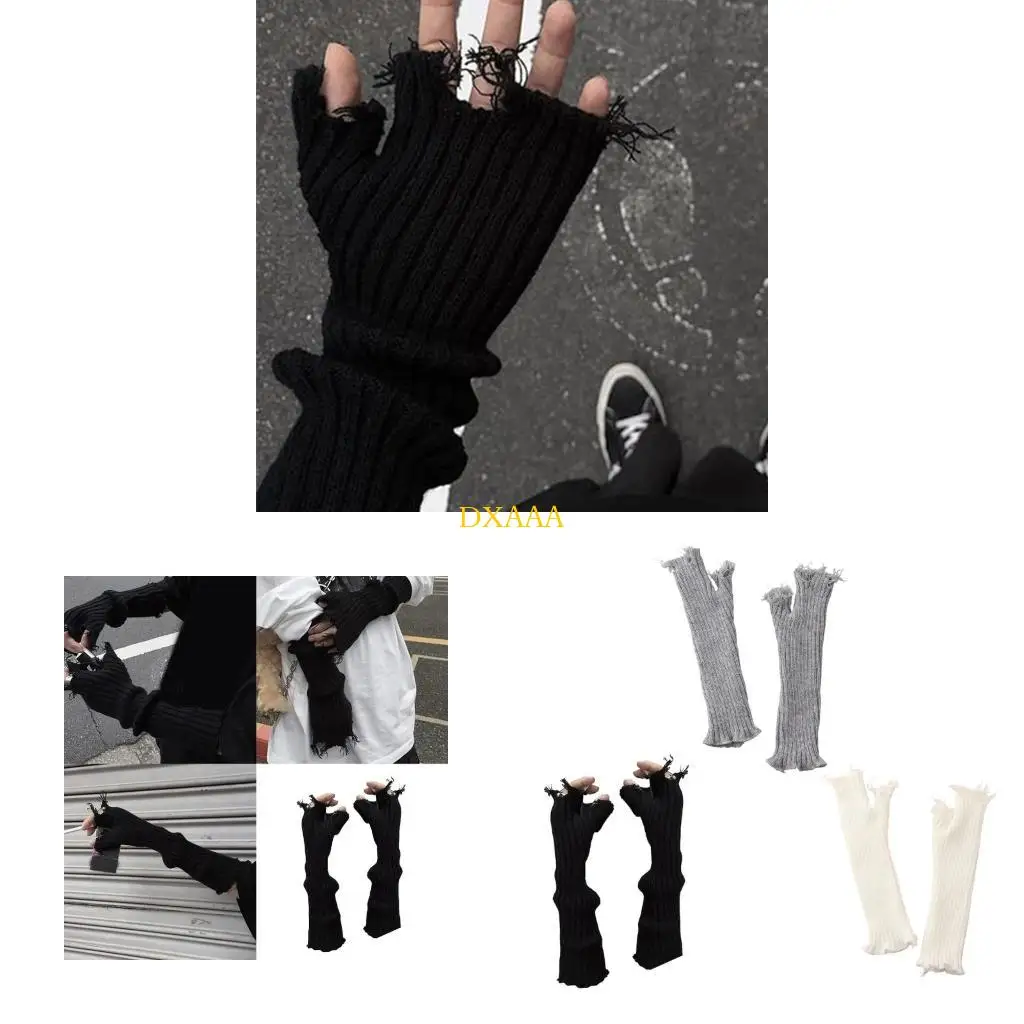 DXAA 2000s Cool Knitted Gloves Ripped Gloves Fingerless Armwear Fashion Street Handwear
DXAA 2000s Cool Knitted Gloves Ripped Gloves Fingerless Armwear Fashion Street Handwear