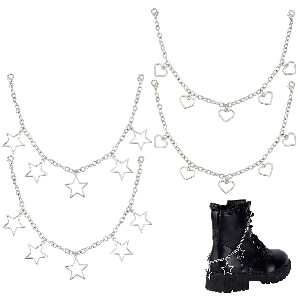 4Pcs 2 Styles Alloy Strap Chains Star/Heart Silver Platinum 313~319mm 2pcs/style
4Pcs 2 Styles Alloy Strap Chains Star/Heart Silver Platinum 313~319mm 2pcs/style