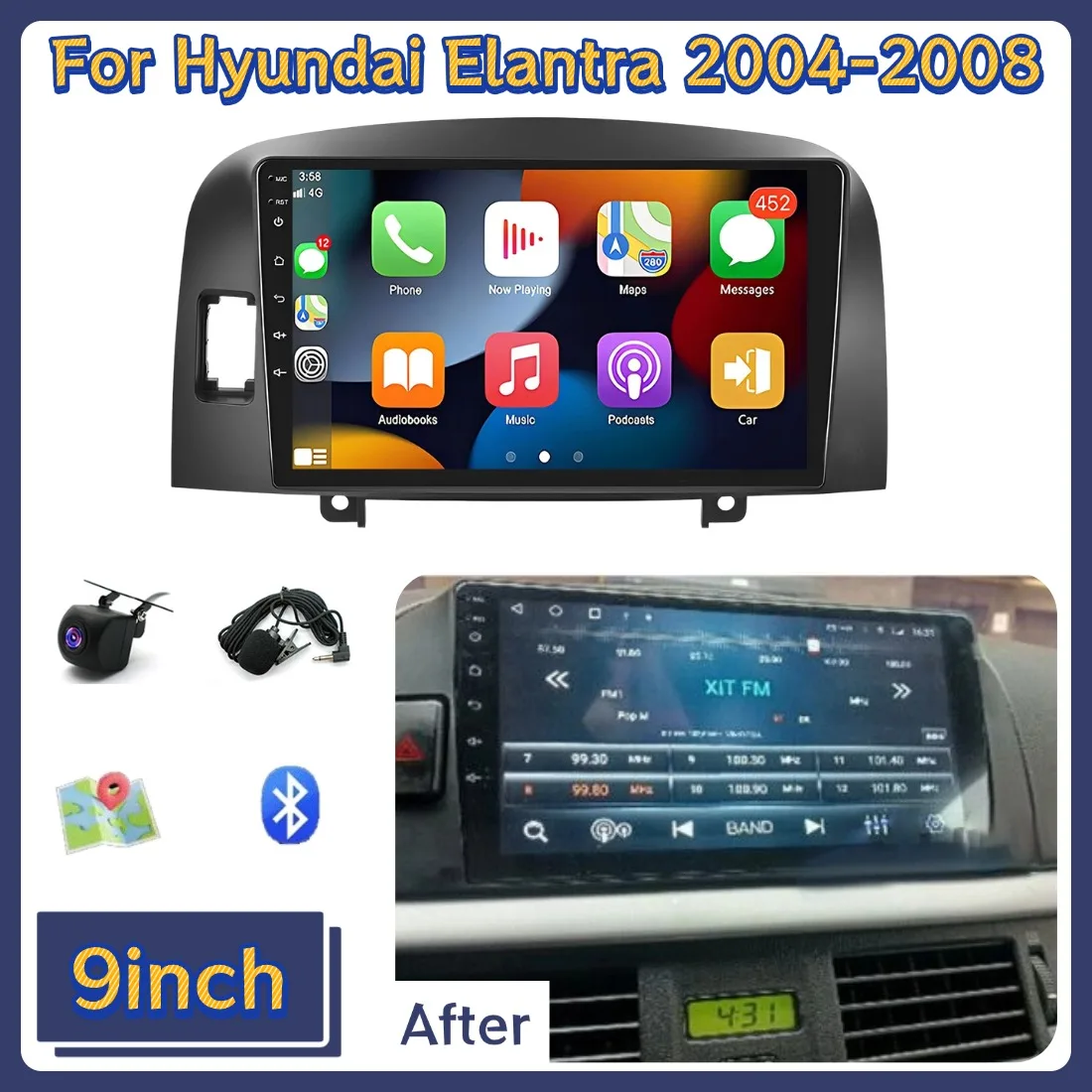 9inch Car Stereo Radio For Hyundai Elantra (Older Model) 2004–2008 2+64G Android 13 For Carplay GPS Navigation Head Unit Wifi
9inch Car Stereo Radio For Hyundai Elantra (Older Model) 2004–2008 2+64G Android 13 For Carplay GPS Navigation Head Unit Wifi