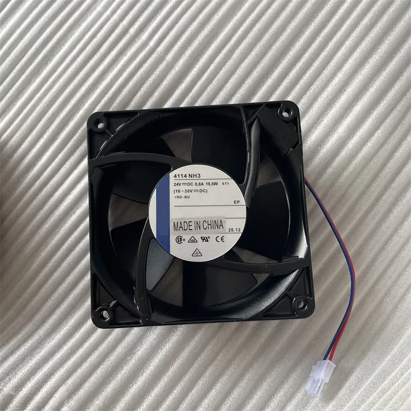 4114NH3 Axial Fan 120x38mm 24V DC 19.5W Ball Bearing 182.4CFM Industrial Cooling Fan
4114NH3 Axial Fan 120x38mm 24V DC 19.5W Ball Bearing 182.4CFM Industrial Cooling Fan