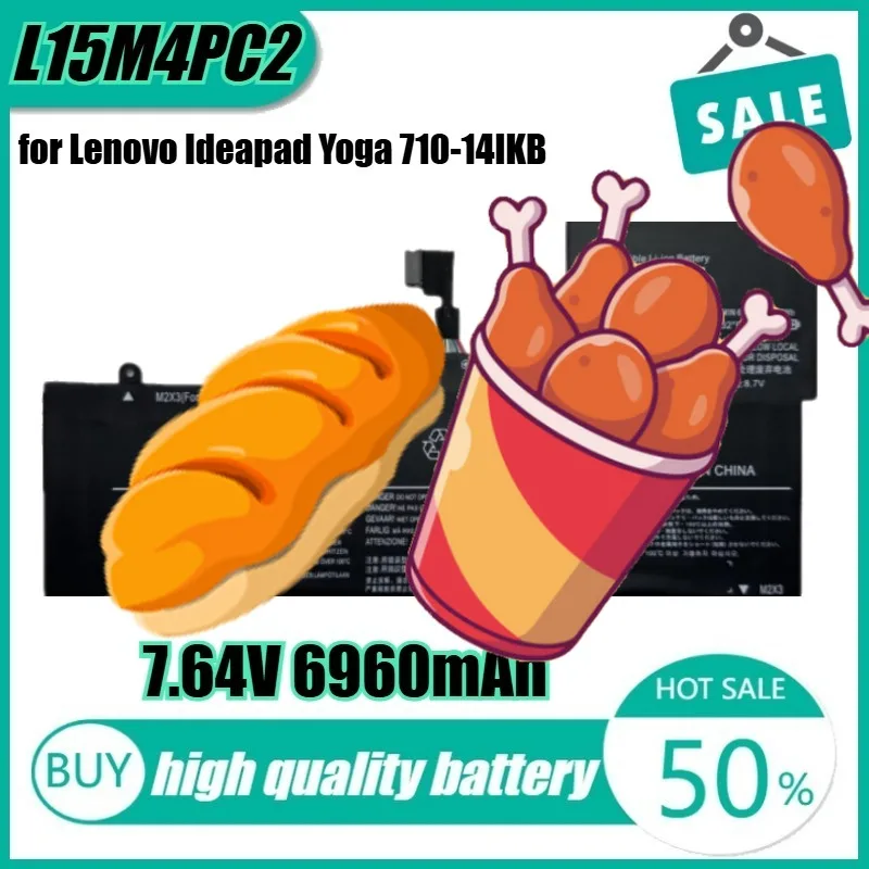 7.64V 53Wh 6960mAh L15M4PC2 Laptop Battery for Lenovo Ideapad Yoga 710-14IKB 710-14ISK 710-151KB 710-15IKB
7.64V 53Wh 6960mAh L15M4PC2 Laptop Battery for Lenovo Ideapad Yoga 710-14IKB 710-14ISK 710-151KB 710-15IKB