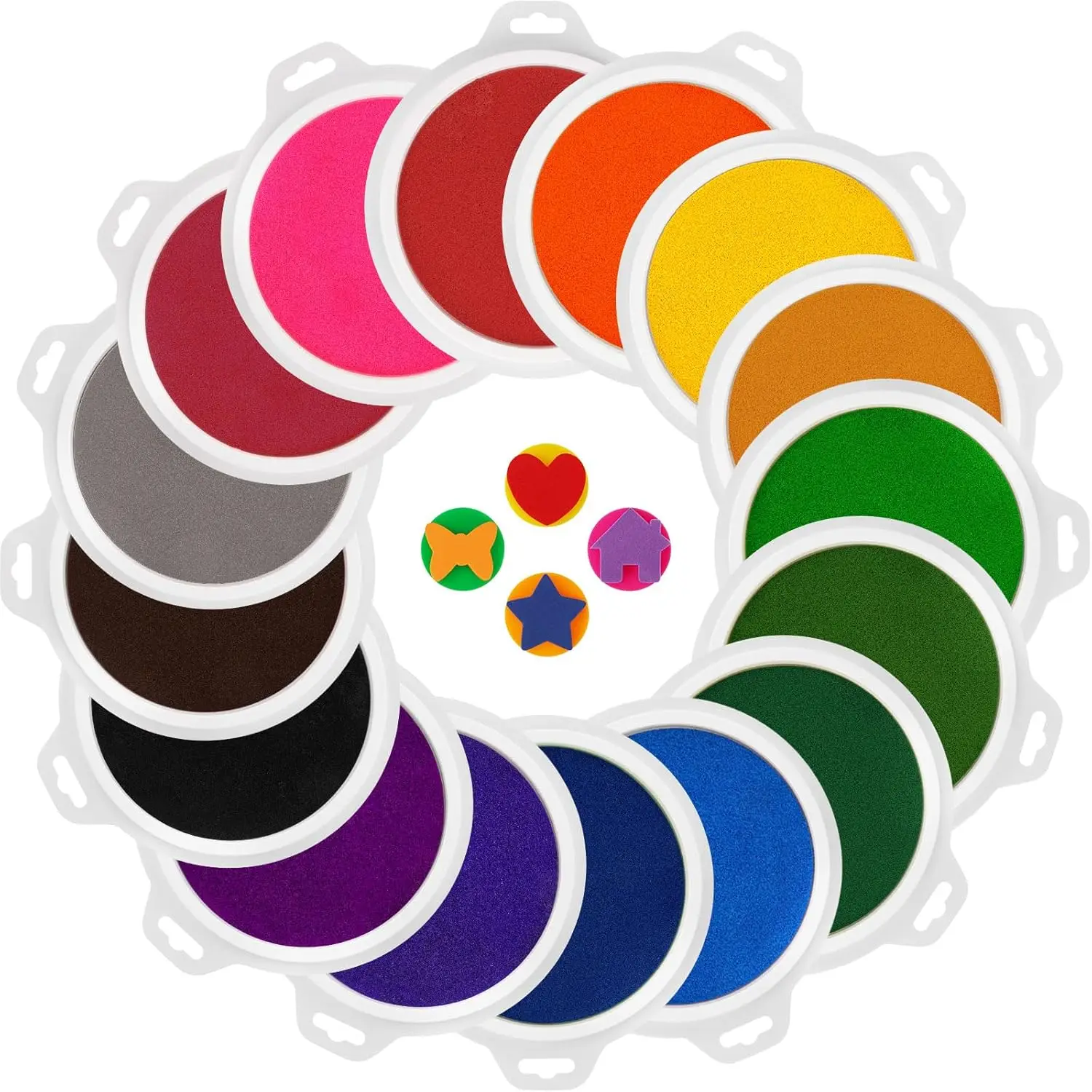 16 Colors Stamp & Ink Pads for Kids, 7" Large Round Non-Toxic Washable, Preschool Classroom Bulk for Card Making, Scrapbook
16 Colors Stamp & Ink Pads for Kids, 7" Large Round Non-Toxic Washable, Preschool Classroom Bulk for Card Making, Scrapbook