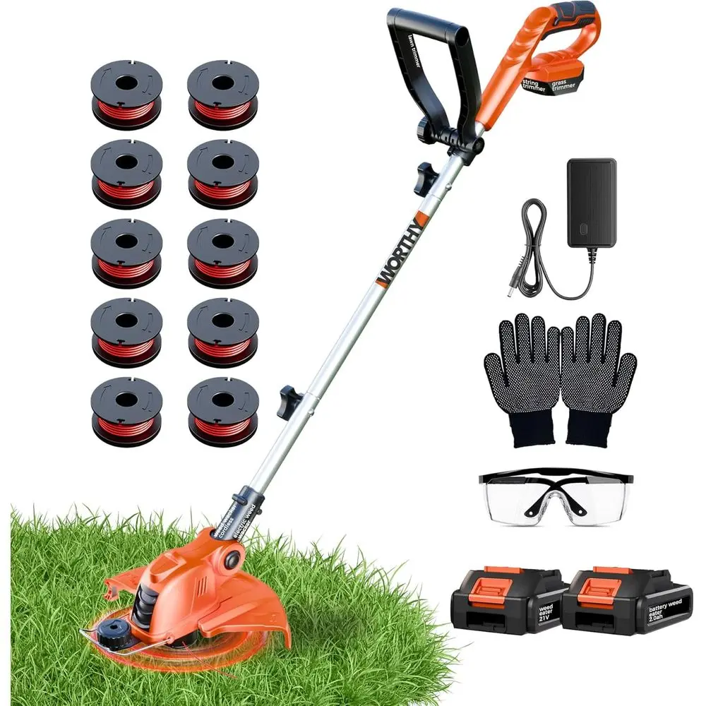 21V Rechargeable String Trimmer and Edger, 12 Cutting Width, 2 x 2.0Ah Batteries Included, Eco-friendly Lawn Tool
21V Rechargeable String Trimmer and Edger, 12 Cutting Width, 2 x 2.0Ah Batteries Included, Eco-friendly Lawn Tool