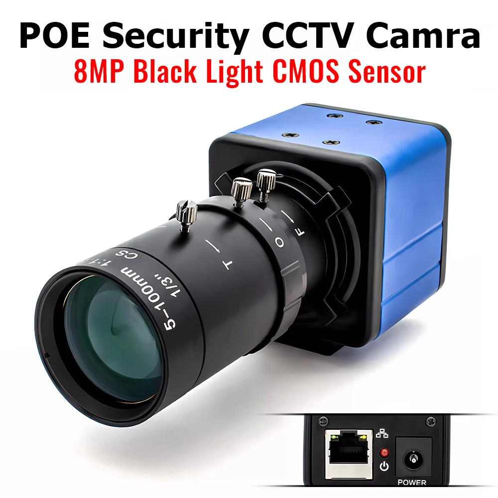 8MP POE IP Camera Black Light CMOS Machine Vision Security Network Camera Metal Housing 5-50mm Lens RTSP ONVIF H.264/H.265 Video
8MP POE IP Camera Black Light CMOS Machine Vision Security Network Camera Metal Housing 5-50mm Lens RTSP ONVIF H.264/H.265 Video