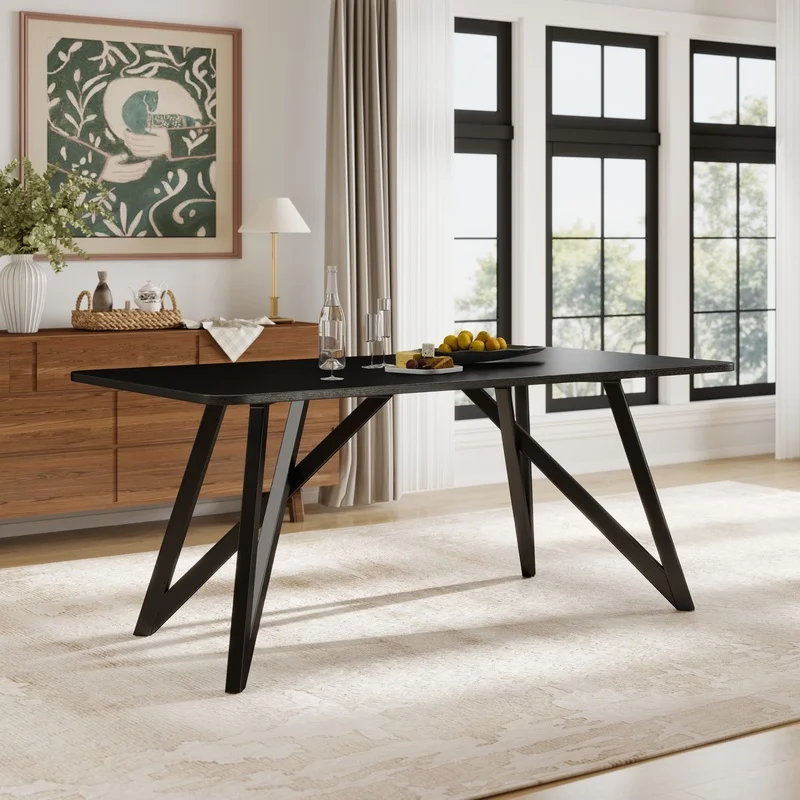 70-inch Black Dining Table with Tripod Cross Legs
70-inch Black Dining Table with Tripod Cross Legs