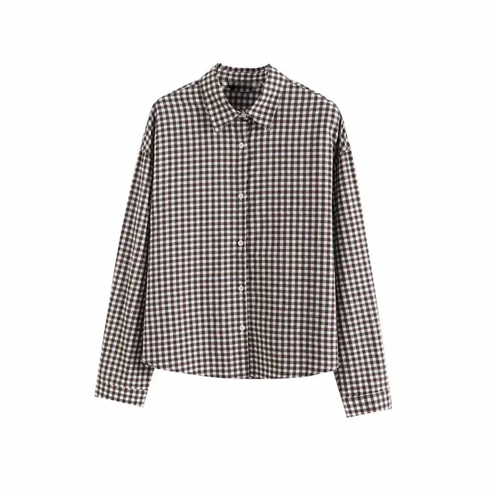 Women's new fashion casual single breasted comfortable cotton plaid shirt retro lapel long sleeved women's shirt chic top Skazi
Women's new fashion casual single breasted comfortable cotton plaid shirt retro lapel long sleeved women's shirt chic top Skazi