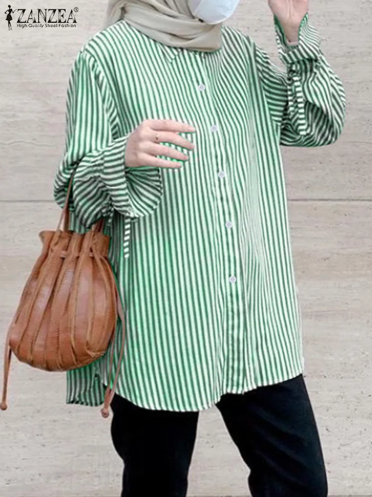 Summer Long Sleeve Striped Blouse ZANZEA Vintage Buttons Down Shirt WomenFashion Islamic Clothing Marocain Eid Mubarek Blusas
Summer Long Sleeve Striped Blouse ZANZEA Vintage Buttons Down Shirt WomenFashion Islamic Clothing Marocain Eid Mubarek Blusas