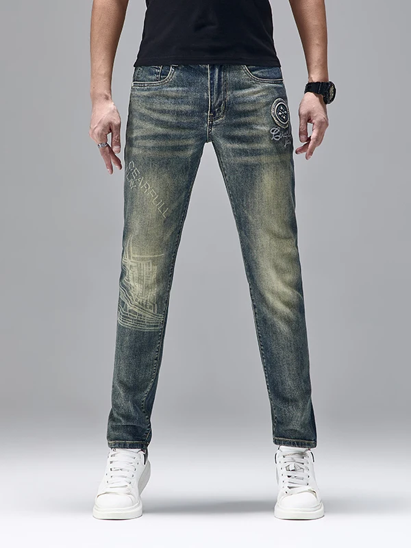 Retro Waed Embroidered Slim Fit Men's Jeans Cotton Stretch Denim Casual Wear Resistant Wear for Spring Autumn
Retro Waed Embroidered Slim Fit Men's Jeans Cotton Stretch Denim Casual Wear Resistant Wear for Spring Autumn