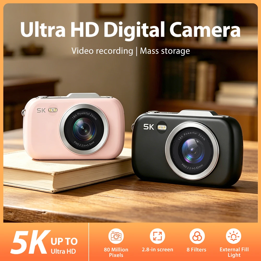 5K Ultra HD 80MP Digital Camera, 16X Zoom Vlogging Camera with 2.8" Screen, Fill Light, 8 Filters, Time-Lapse, Compact Camera fo
5K Ultra HD 80MP Digital Camera, 16X Zoom Vlogging Camera with 2.8" Screen, Fill Light, 8 Filters, Time-Lapse, Compact Camera fo
