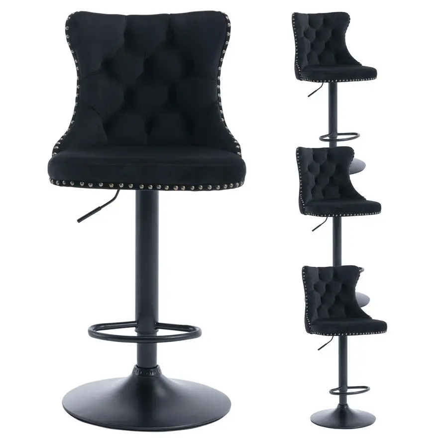 Bar Stools Set of 4 Adjustable Swivel Velvet Bar Height Chairs with Back, Black
Bar Stools Set of 4 Adjustable Swivel Velvet Bar Height Chairs with Back, Black