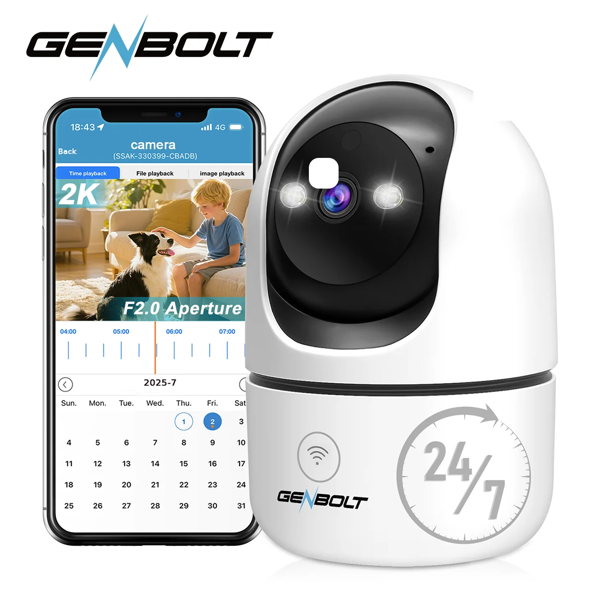 GENBOLT 2K Pet Camera WiFi Security Camera Indoor IP Camera Humanoid Detection Auto Cruise Audio Alarm Night Vision Baby Monitor
GENBOLT 2K Pet Camera WiFi Security Camera Indoor IP Camera Humanoid Detection Auto Cruise Audio Alarm Night Vision Baby Monitor