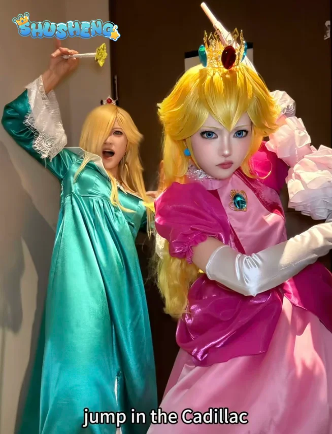 Galaxy Movie Rosalina Super Girls Princess Dress Princess Peach Cosplay Halloween Costume woman Birthday Party Peach Clothes
Galaxy Movie Rosalina Super Girls Princess Dress Princess Peach Cosplay Halloween Costume woman Birthday Party Peach Clothes