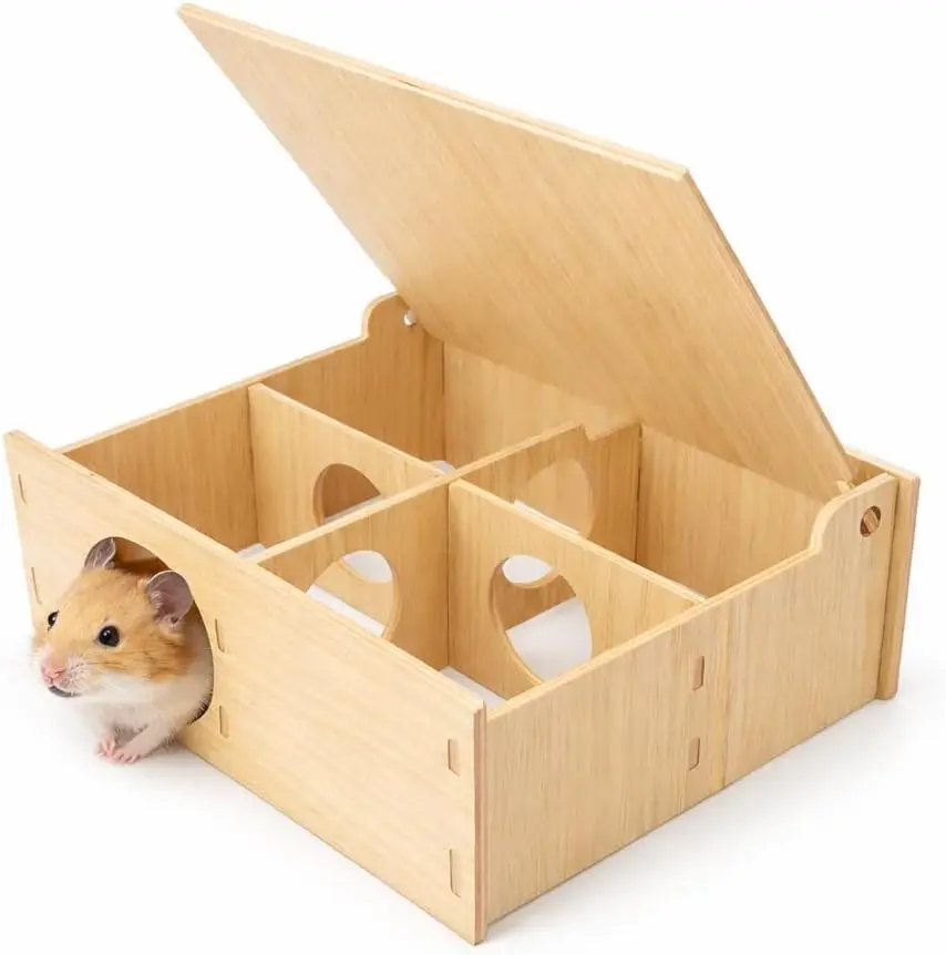 Wooden Hamster Tunnel Hideout with Flip Cover for Cage, Small Pet Playhouse
Wooden Hamster Tunnel Hideout with Flip Cover for Cage, Small Pet Playhouse