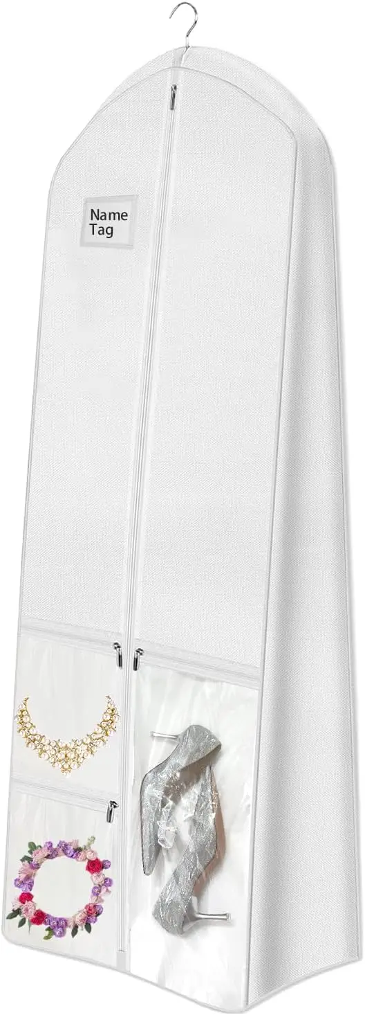 72" Wedding Dress Garment Bag with 10'' Gusseted Pockets, Long White Cover for Women's Gowns
72" Wedding Dress Garment Bag with 10'' Gusseted Pockets, Long White Cover for Women's Gowns