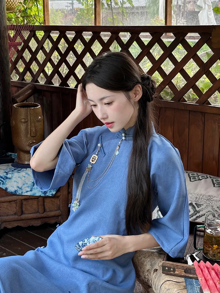 Traditional Chinese Full Opening Collar 2024 New Style Daily Vintage Republic of China Blue Inverted Large Sleeve Y...
Traditional Chinese Full Opening Collar 2024 New Style Daily Vintage Republic of China Blue Inverted Large Sleeve Y...