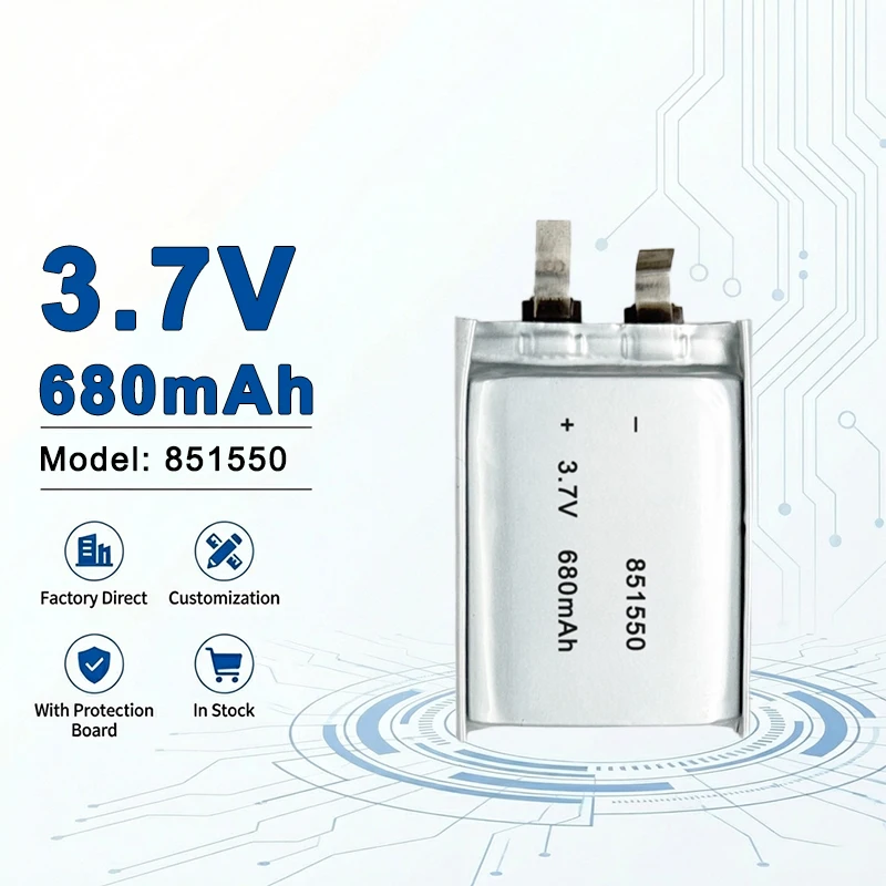 Сертифицированная CE RoHS литий-полимерная батарея 851550 3.7V 680mAh для малогабаритной электроники на рынке ЕС (901430, 901538, 902025, 803450, 831550)
Сертифицированная CE RoHS литий-полимерная батарея 851550 3.7V 680mAh для малогабаритной электроники на рынке ЕС (901430, 901538, 902025, 803450, 831550)