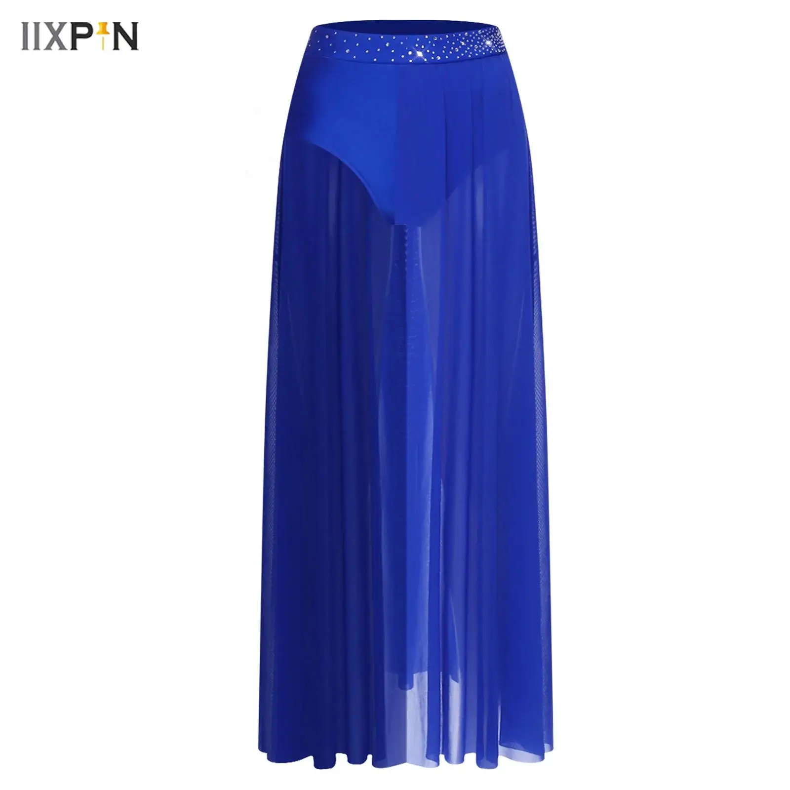 Womens Dance Skirt Rhinestone High Waist Briefs Front Slit Mesh Skirt One-piece Skirt for Belly Dance Contemporary Lyrical Dance
Womens Dance Skirt Rhinestone High Waist Briefs Front Slit Mesh Skirt One-piece Skirt for Belly Dance Contemporary Lyrical Dance