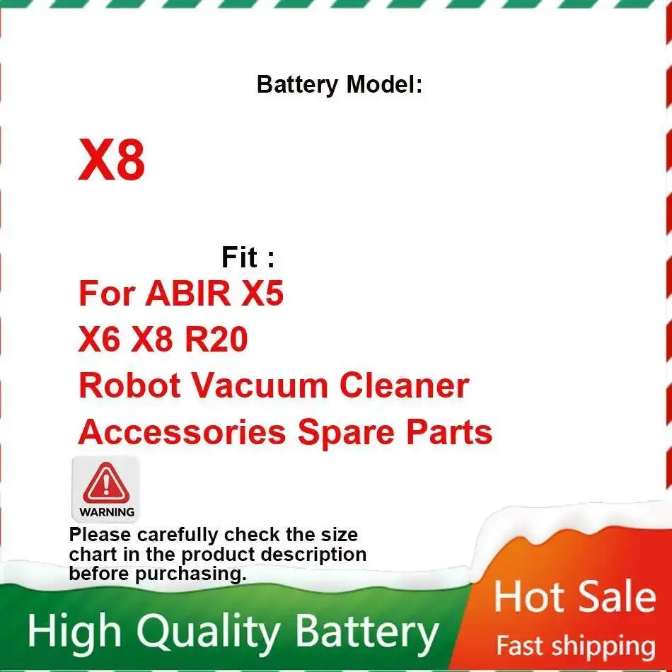 Robotic Vacuum Cleaner Accessories Battery For Abir X5 X6 X8 R20 Robot Spare Parts
Robotic Vacuum Cleaner Accessories Battery For Abir X5 X6 X8 R20 Robot Spare Parts