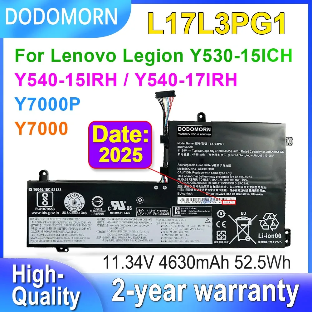 DODOMORN L17L3PG1 L17M3PG1 L17C3PG1 For Lenovo Legion Y530-15ICH Y540-15IRH Y540-17IRH Y730 Y7000 Y7000P Series Laptop Battery
DODOMORN L17L3PG1 L17M3PG1 L17C3PG1 For Lenovo Legion Y530-15ICH Y540-15IRH Y540-17IRH Y730 Y7000 Y7000P Series Laptop Battery