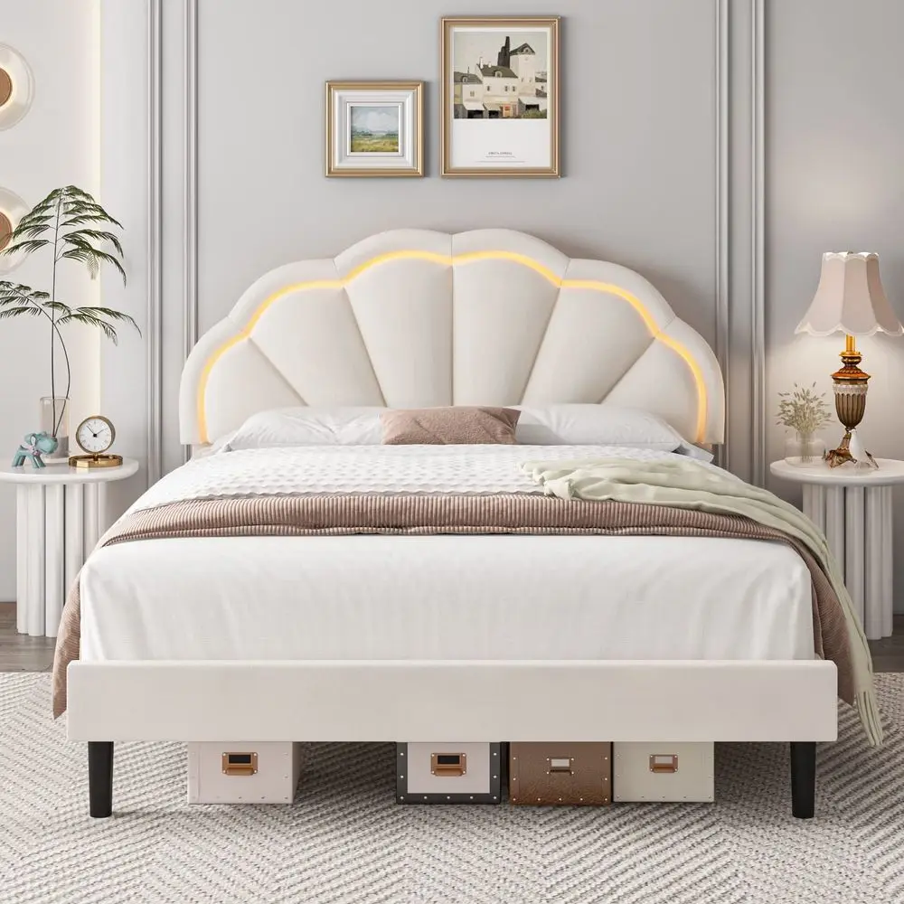 Full Upholstered Smart LED Bed Frame with Adjustable Chic Petal Headboard, Princess Full Size Platform Bed Frames for Kids Girl
Full Upholstered Smart LED Bed Frame with Adjustable Chic Petal Headboard, Princess Full Size Platform Bed Frames for Kids Girl
