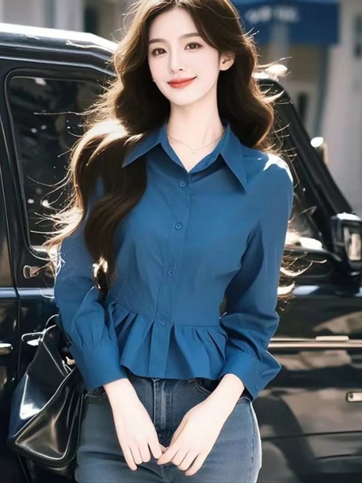 Синяя женская блузка с длинным рукавом, модная облегающая блузка, элегантный дизайн, весна-осень, с завышенной талией, утягивающий эффект
Синяя женская блузка с длинным рукавом, модная облегающая блузка, элегантный дизайн, весна-осень, с завышенной талией, утягивающий эффект