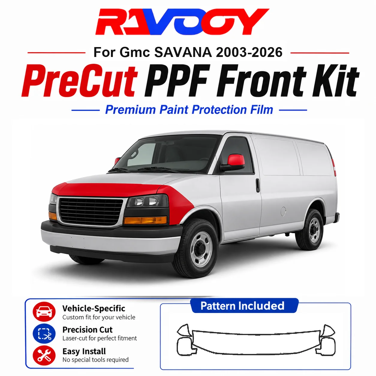 8.5mil TPU Precut PPF Kit For GMC SAVANA 2003-2026 - Hood, Partial Fenders & Full Mirror Set - Self-Healing Gloss Clear Bra Film
8.5mil TPU Precut PPF Kit For GMC SAVANA 2003-2026 - Hood, Partial Fenders & Full Mirror Set - Self-Healing Gloss Clear Bra Film