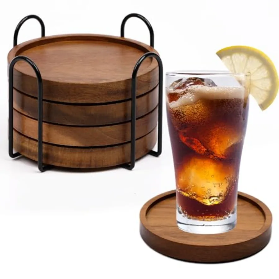 4 Pcs Wood Coasters for Drinks Absorbent, Wooden Coasters with Holder, Drink Coasters for Coffee Table, Absorbent Coaster Set f
4 Pcs Wood Coasters for Drinks Absorbent, Wooden Coasters with Holder, Drink Coasters for Coffee Table, Absorbent Coaster Set f