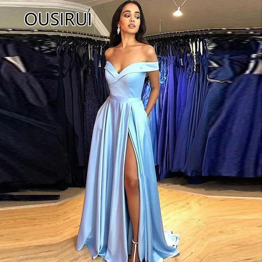 OUSIRUI vestidos de fiesta Off-Shoulder Satin Formal Evening Dress A-line Side Slit Floor-Length Celebrity Dress with Pockets
OUSIRUI vestidos de fiesta Off-Shoulder Satin Formal Evening Dress A-line Side Slit Floor-Length Celebrity Dress with Pockets