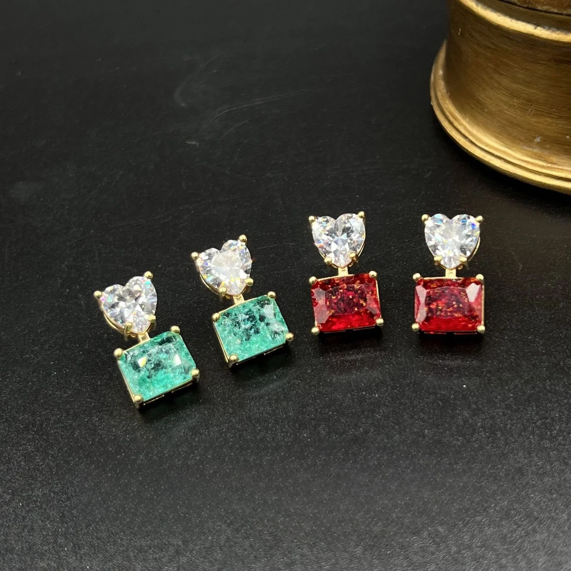 New square love zircon light luxury green high-end fashion versatile stud earrings women
New square love zircon light luxury green high-end fashion versatile stud earrings women