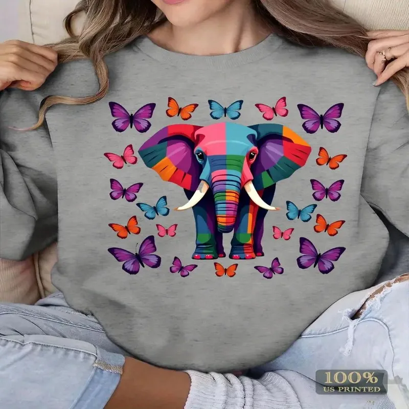 Женская толстовка больших размеров с рисунком ярких слонов и бабочек, с длинным рукавом, круглым вырезом, полиэстеровая вязка, повседневная осень-зима
Женская толстовка больших размеров с рисунком ярких слонов и бабочек, с длинным рукавом, круглым вырезом, полиэстеровая вязка, повседневная осень-зима