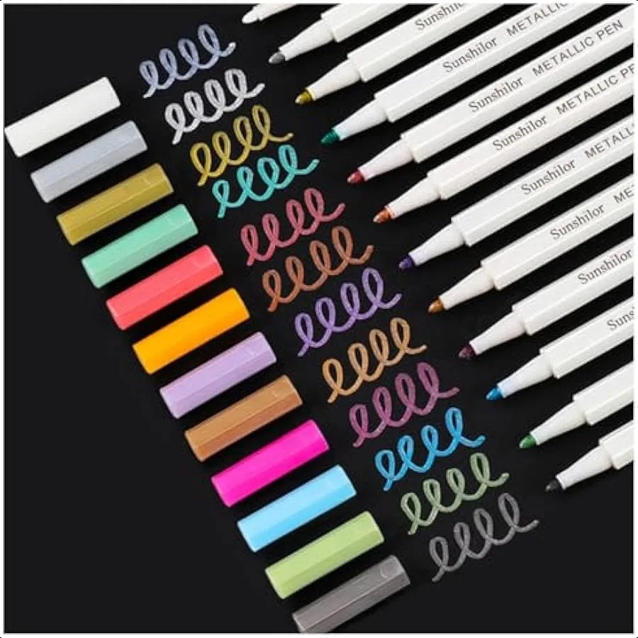 Sunshilor Metallic Markers Fine Point Metallic Marker Pens for Black Paper Rock Painting Easter Egg Halloween Pumpkin Card Maki
Sunshilor Metallic Markers Fine Point Metallic Marker Pens for Black Paper Rock Painting Easter Egg Halloween Pumpkin Card Maki