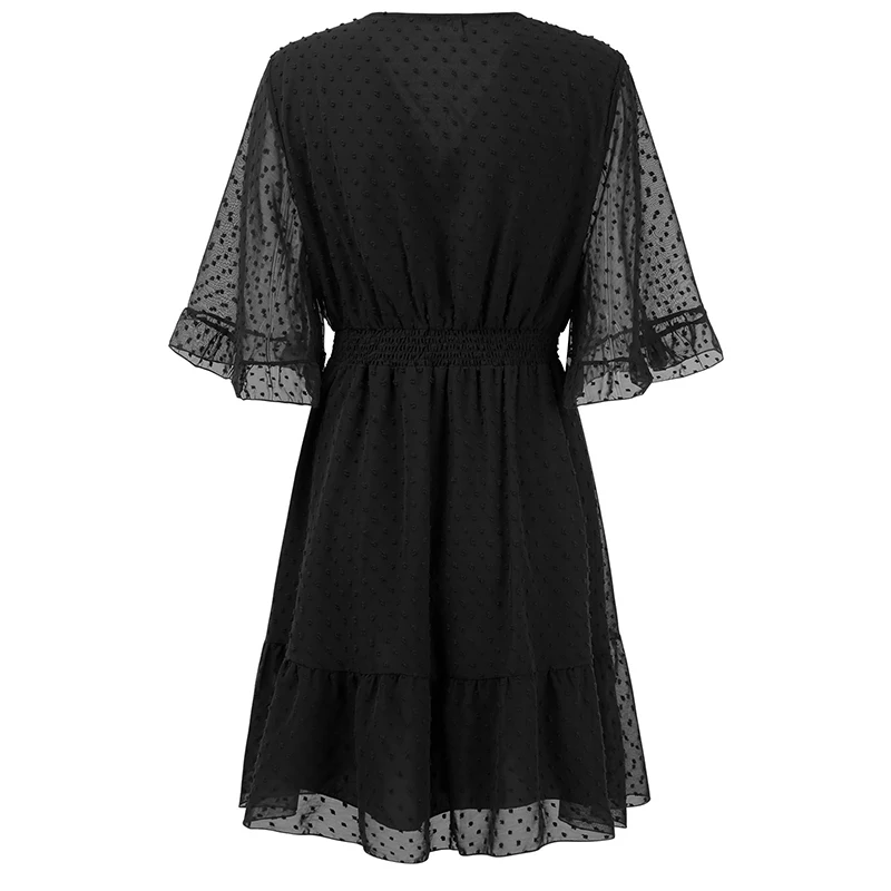 Women Mini Dress Elastic Waist Ruffles Party Dress Loose Fit Dot Print V Neck Short Sleeve Flowy Dress
Women Mini Dress Elastic Waist Ruffles Party Dress Loose Fit Dot Print V Neck Short Sleeve Flowy Dress