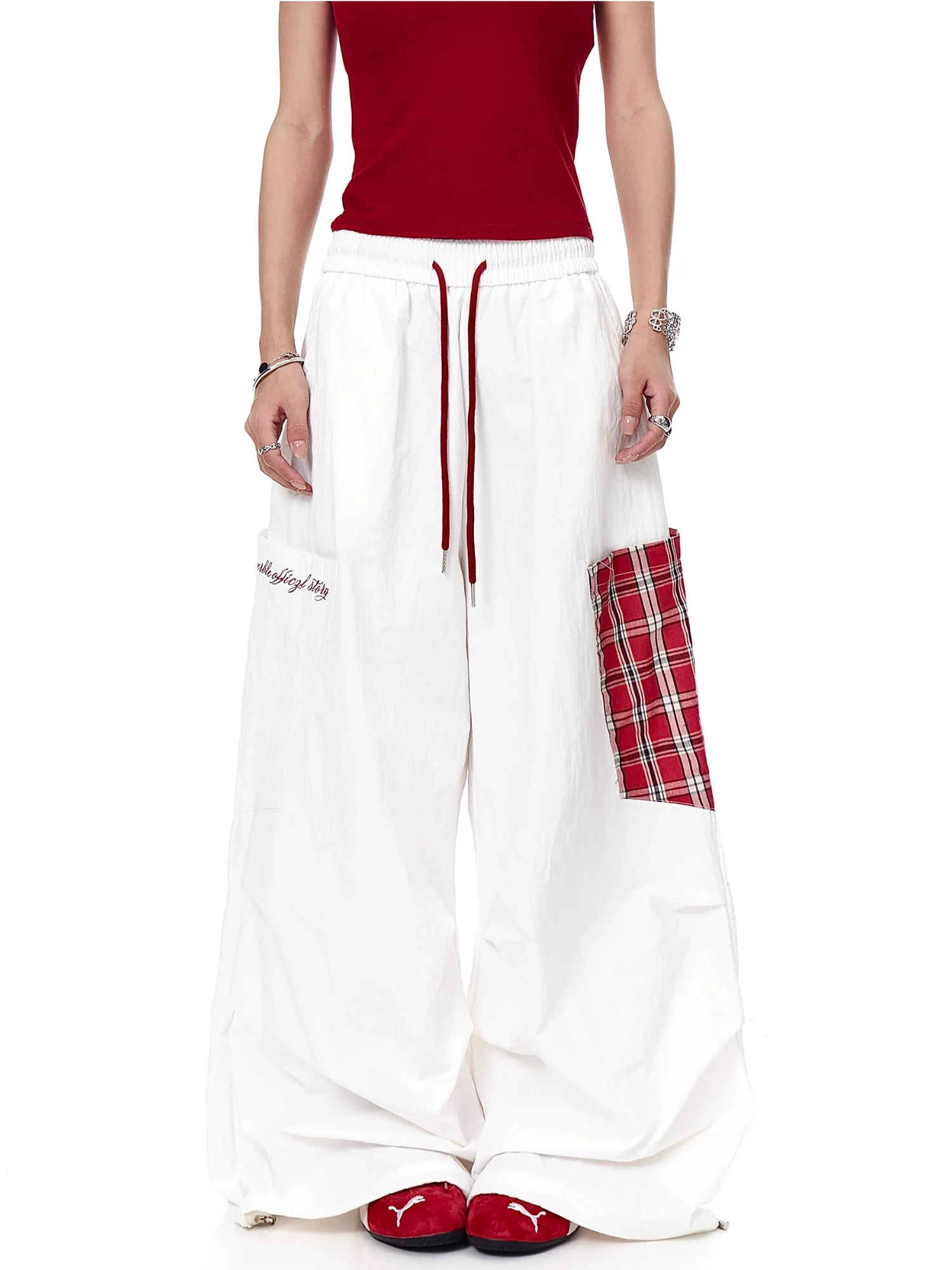 American Retro Plaid Color Block Pocket Workwear Pants Women's Spring Summer Sport Casual Trousers Loose Wide Leg Pants
American Retro Plaid Color Block Pocket Workwear Pants Women's Spring Summer Sport Casual Trousers Loose Wide Leg Pants