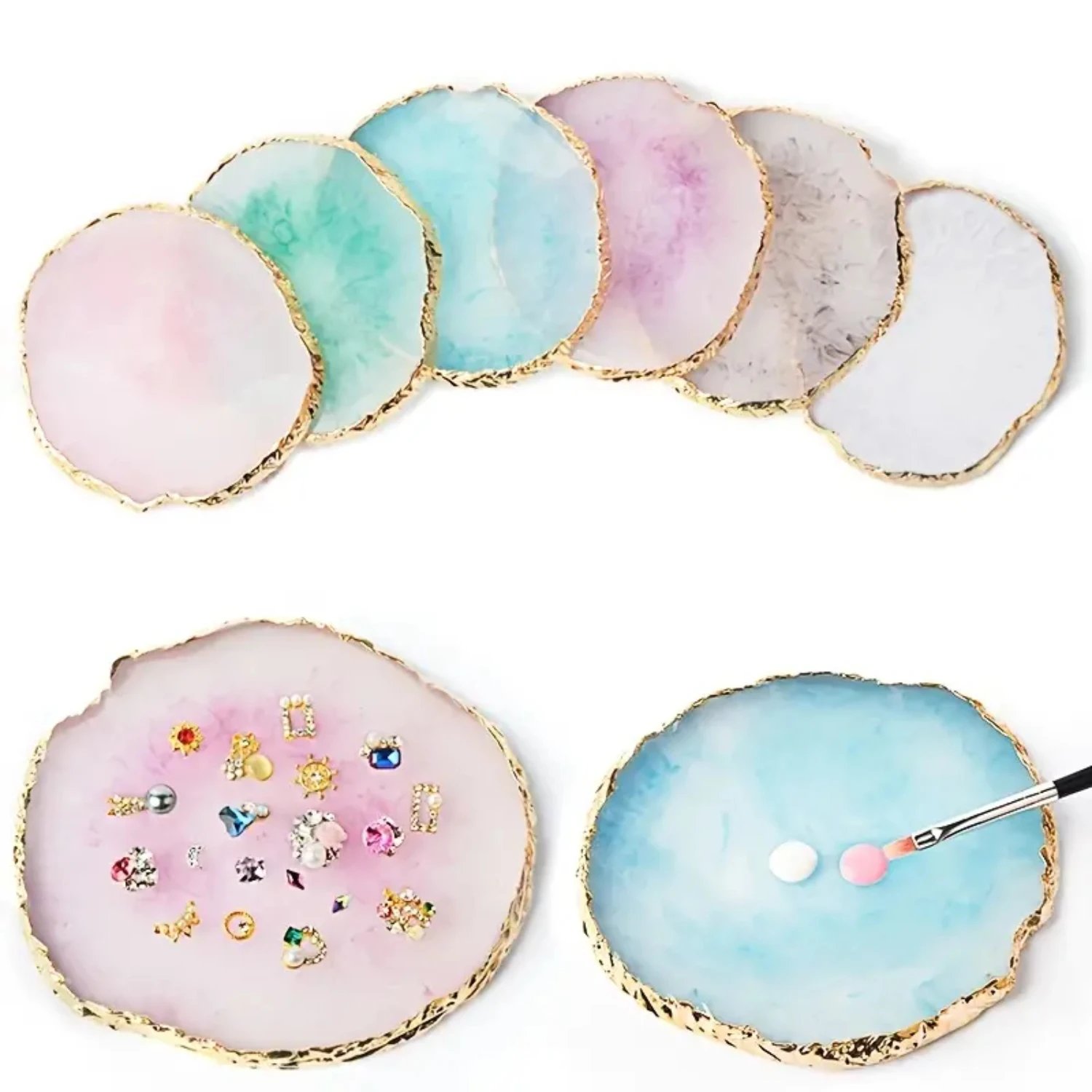 Beautiful Resin Nail Art Palette with Gold Edge, Stylish Nail Art Painting Mixed Color Palette for Nail Gel, Makeup Display Boar
Beautiful Resin Nail Art Palette with Gold Edge, Stylish Nail Art Painting Mixed Color Palette for Nail Gel, Makeup Display Boar