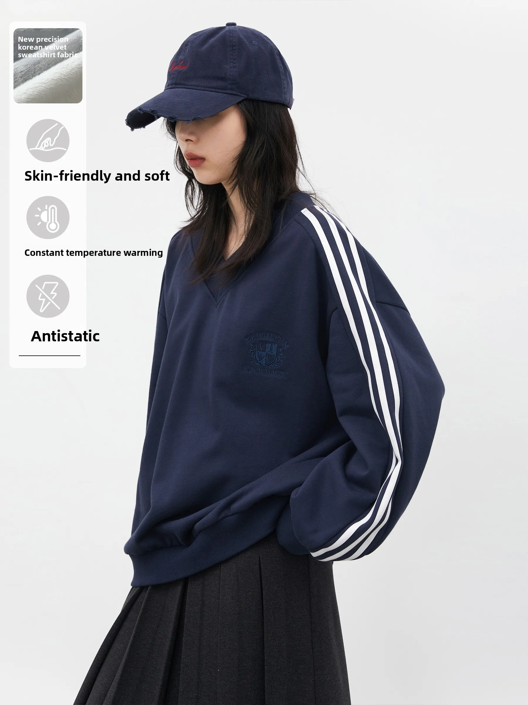 CHICVEN Повседневный свободный свитшот с вышивкой и V-образным вырезом на флисовой подкладке, женский дизайнерский топ, удобная дышащая весенняя одежда
CHICVEN Повседневный свободный свитшот с вышивкой и V-образным вырезом на флисовой подкладке, женский дизайнерский топ, удобная дышащая весенняя одежда