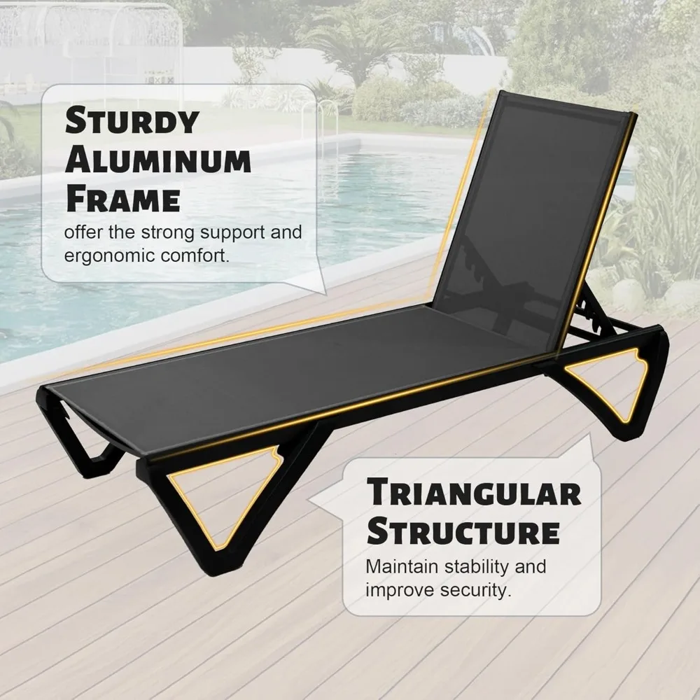 Patio Lounge Chairs Set of 3, Aluminum Pool Chaise Lounge with Side Table,5 Position Adjustable Backrest and, Customized
Patio Lounge Chairs Set of 3, Aluminum Pool Chaise Lounge with Side Table,5 Position Adjustable Backrest and, Customized