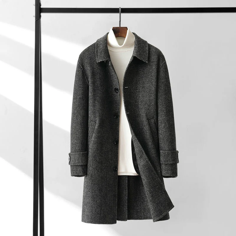 New woolen coat Men's medium long double-sided sweater casual Slim spring and autumn
New woolen coat Men's medium long double-sided sweater casual Slim spring and autumn