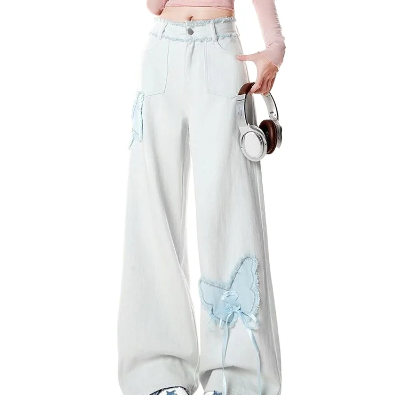 High Waist Tall American Extended Butterfly Embroidered Jeans Loose Design Rough Edge Thin Wide Leg Pants Temperament Commuting
High Waist Tall American Extended Butterfly Embroidered Jeans Loose Design Rough Edge Thin Wide Leg Pants Temperament Commuting