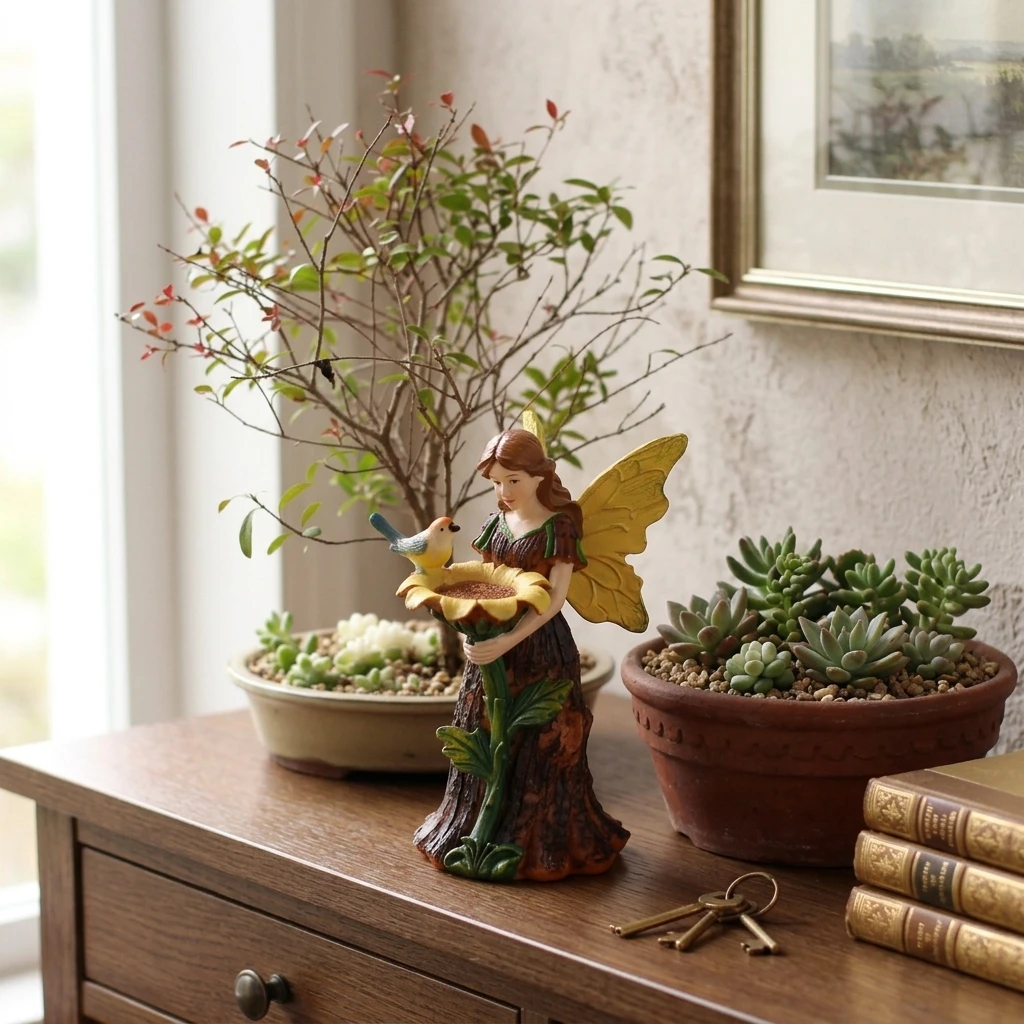 Resin Flower Fairy Bird Ornament With Bark Texture For Garden Home Decoration
Resin Flower Fairy Bird Ornament With Bark Texture For Garden Home Decoration