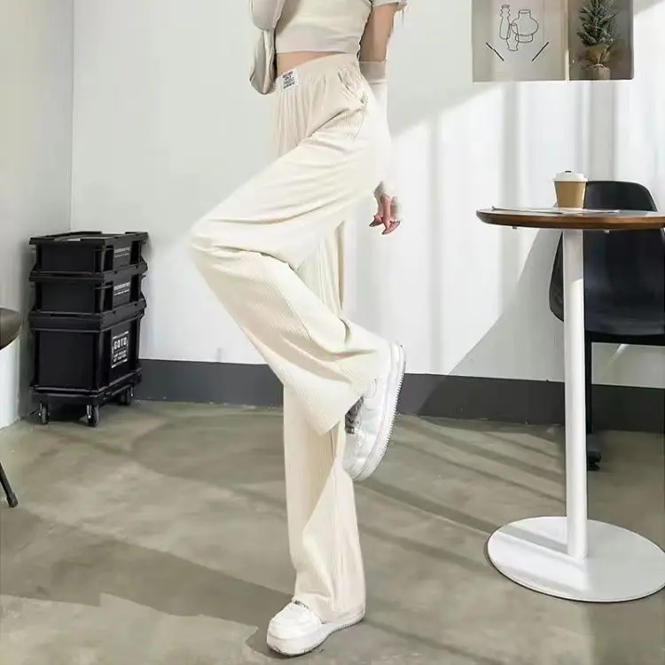 Ice Silk Wide Leg Pants for Women High Waist Knitted Trousers Casual Straight Cut Pants Summer Collection from Guangzhou
Ice Silk Wide Leg Pants for Women High Waist Knitted Trousers Casual Straight Cut Pants Summer Collection from Guangzhou