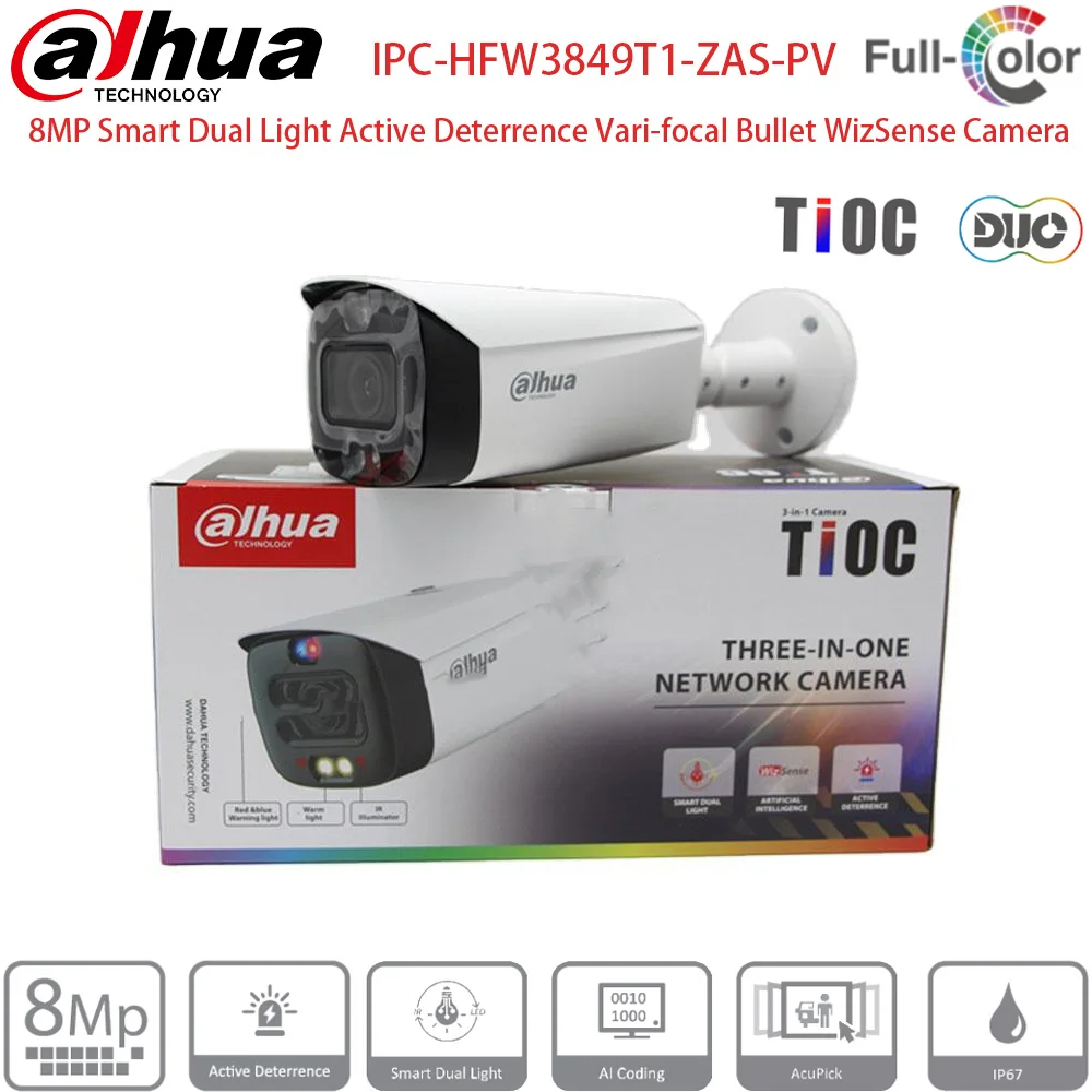 IP-камера Dahua 8MP Zoom Bullet с технологией TiOC, двойной подсветкой, активным сдерживанием и 5-кратным вариофокальным объективом IPC-HFW3849T1-ZAS-PV
IP-камера Dahua 8MP Zoom Bullet с технологией TiOC, двойной подсветкой, активным сдерживанием и 5-кратным вариофокальным объективом IPC-HFW3849T1-ZAS-PV