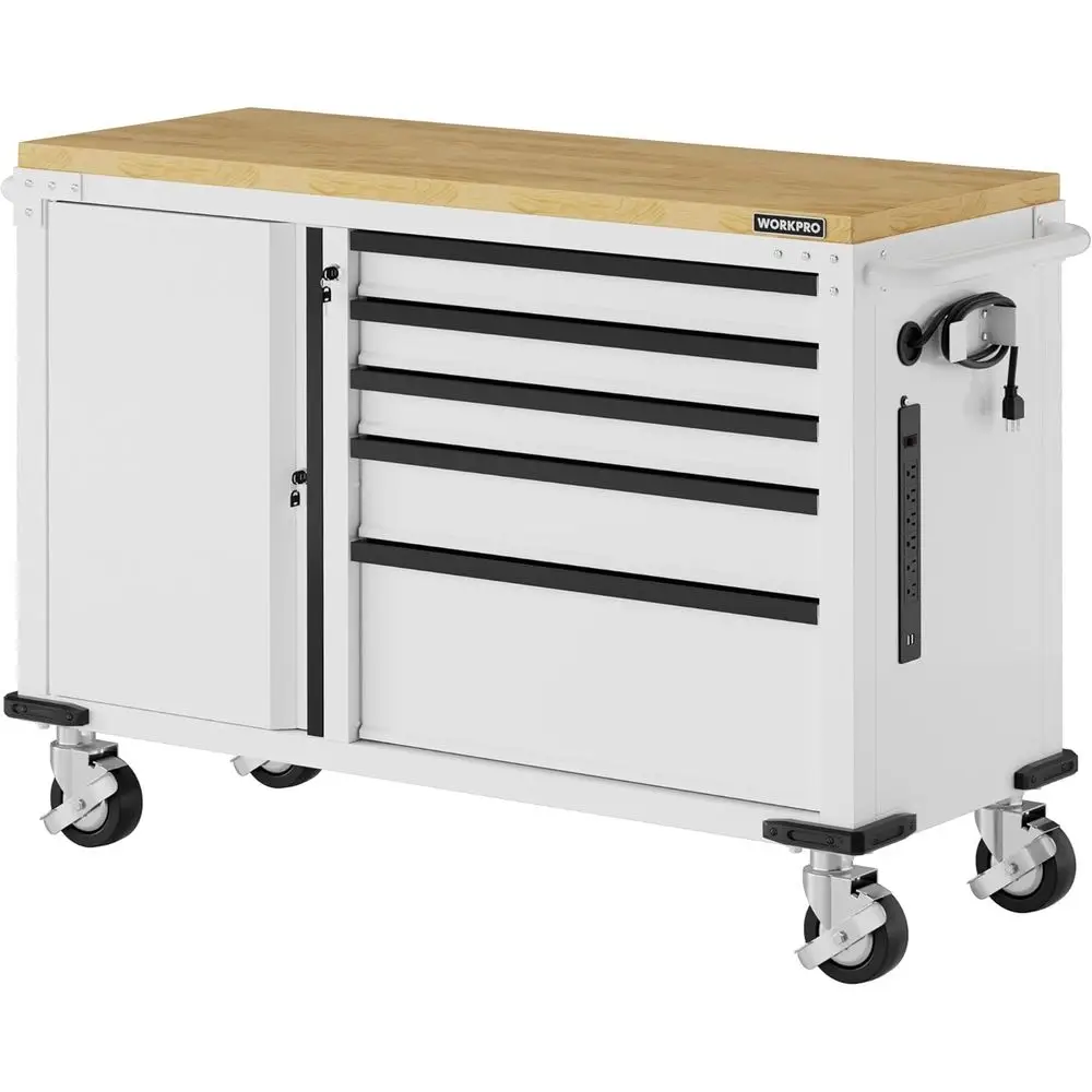 52 Inch Heavy Duty 5-Drawer 1-Door Rolling Tool Chest with Wheels, Power Strip, Locking System, Garage Storage, 1000 lbs Capacit
52 Inch Heavy Duty 5-Drawer 1-Door Rolling Tool Chest with Wheels, Power Strip, Locking System, Garage Storage, 1000 lbs Capacit