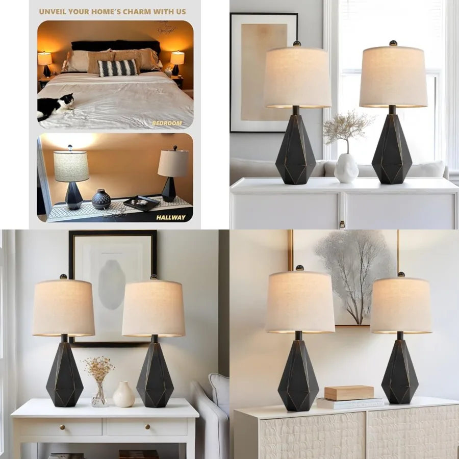 20.25'' Table Lamps Set of 2, Bedside Lamp for nightstand, Small Farmhouse Lamps for Bedroom, Black Bedroom Lamps for Living Ro
20.25'' Table Lamps Set of 2, Bedside Lamp for nightstand, Small Farmhouse Lamps for Bedroom, Black Bedroom Lamps for Living Ro