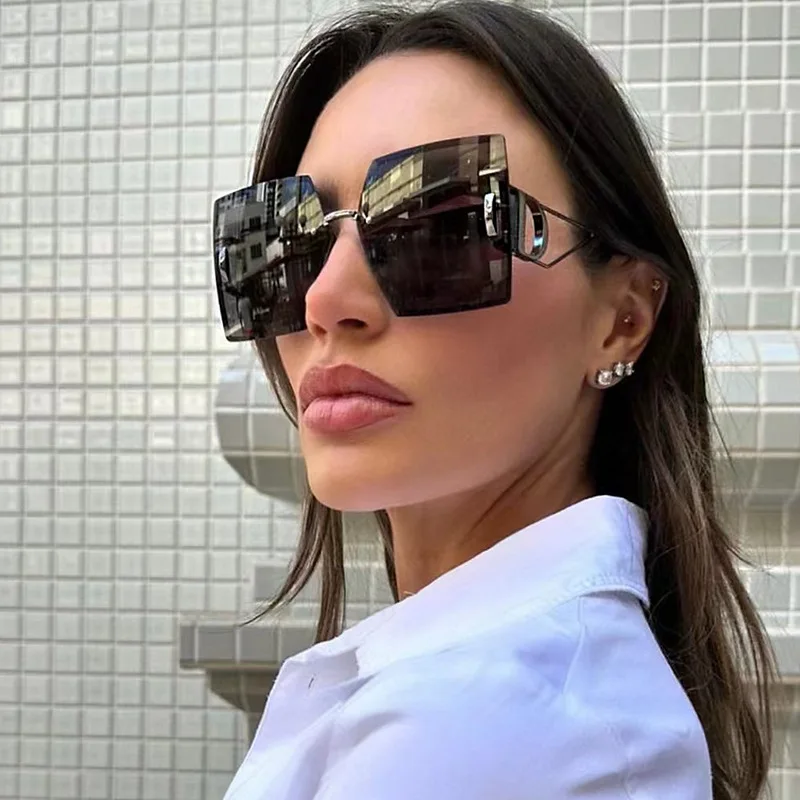 Feishini Fashion DD UVA Rimless Sunglasses Woman Gradient Oversized Eyewear Female Big Frame Modern Retro Vintage Oculos De Sol
Feishini Fashion DD UVA Rimless Sunglasses Woman Gradient Oversized Eyewear Female Big Frame Modern Retro Vintage Oculos De Sol