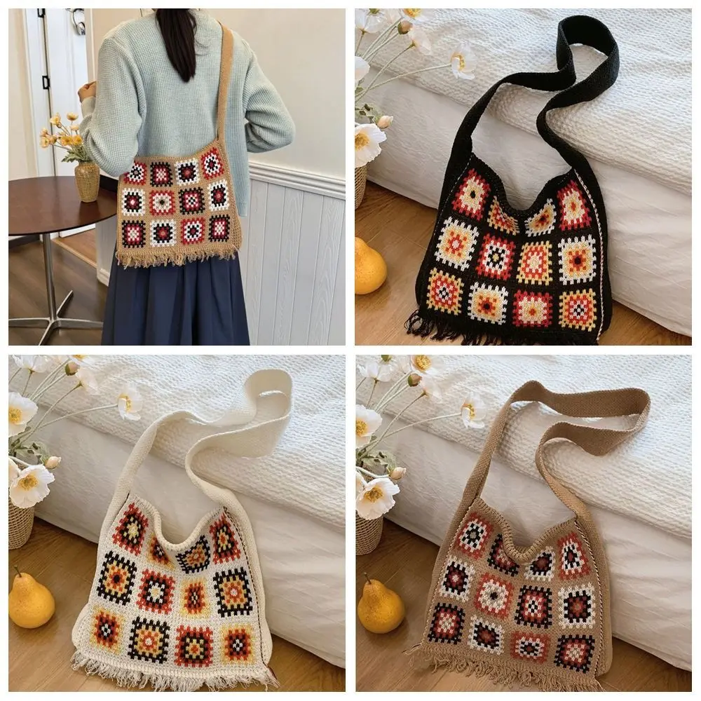 Tassel Knitting Shoulder Bag Floral Boho Bohemian Crochet Crossbody Bag Large Capacity Ethnic Style Casual Woven Handbag Summer
Tassel Knitting Shoulder Bag Floral Boho Bohemian Crochet Crossbody Bag Large Capacity Ethnic Style Casual Woven Handbag Summer