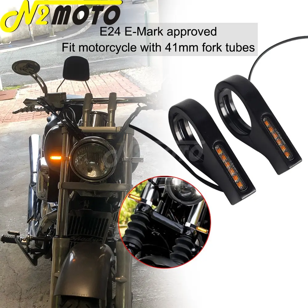 Motorcycle Front LED Turn Signal Light Amber Flasher Lamp Fit 41mm Fork Tubes For Herlay Honda Suzuki Yamaha BMW Kawasaki Custom
Motorcycle Front LED Turn Signal Light Amber Flasher Lamp Fit 41mm Fork Tubes For Herlay Honda Suzuki Yamaha BMW Kawasaki Custom