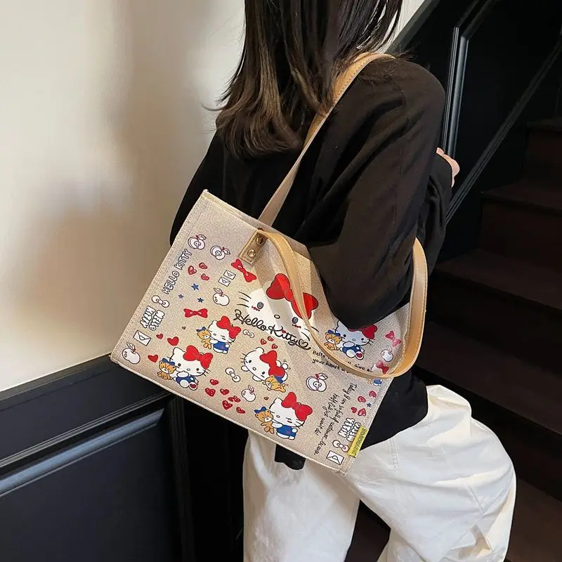 Sanrio Hello Kitty Canvas Bag Student Printing High-Capacity Commute Zipper Kawaii Cartoon New Style Birthday Present Tote Bag 
Sanrio Hello Kitty Canvas Bag Student Printing High-Capacity Commute Zipper Kawaii Cartoon New Style Birthday Present Tote Bag