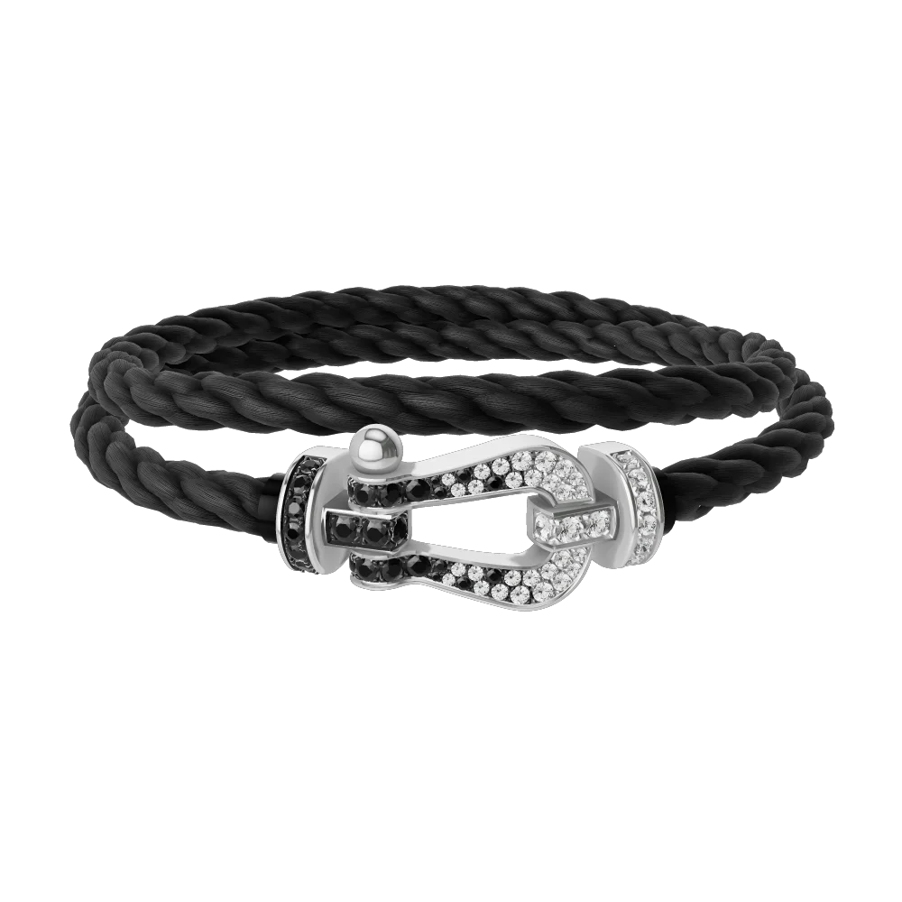 925 pure silver, diamond-set horseshoe-shaped double-ring bracelet, suitable for couples to wear, as a gift
925 pure silver, diamond-set horseshoe-shaped double-ring bracelet, suitable for couples to wear, as a gift